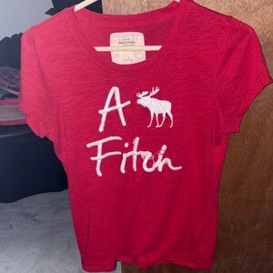 Abercrombie & Fitch Vibrant Red Tee with White Logo